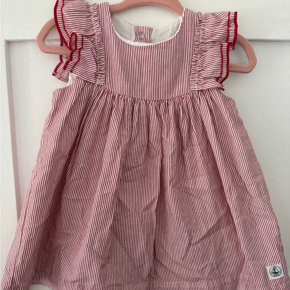 Petit Bateau Red and White Striped Baby Dress